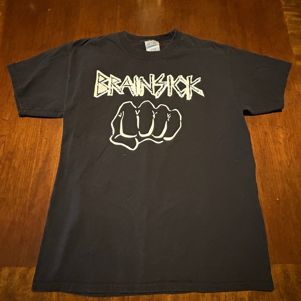 Vintage Brainsick Punk Band Shirt Medium Black Knuckle Sandwich 90s Hardcore‎